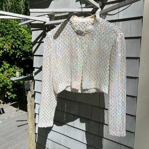 vintage white sequin cropped bolero